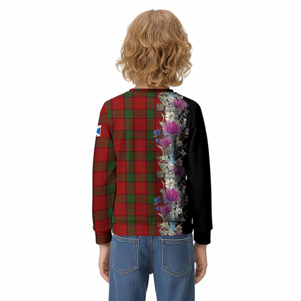 Maxwell Tartan Crest Thistle Floral Kid Knitted Sweatshirt - Tartan Vibes Clothing