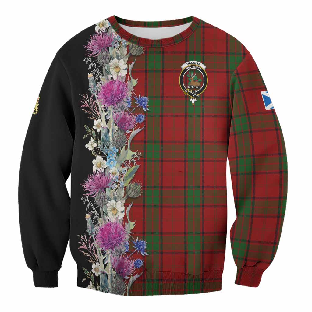 Maxwell Tartan Crest Thistle Floral Sweatshirt Unisex - Tartan Vibes Clothing