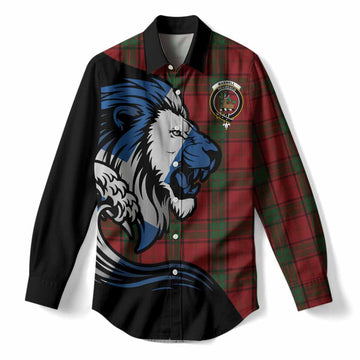 Maxwell Tartan Crest Women Casual Shirt Scottish Golden Lions Wave Flow