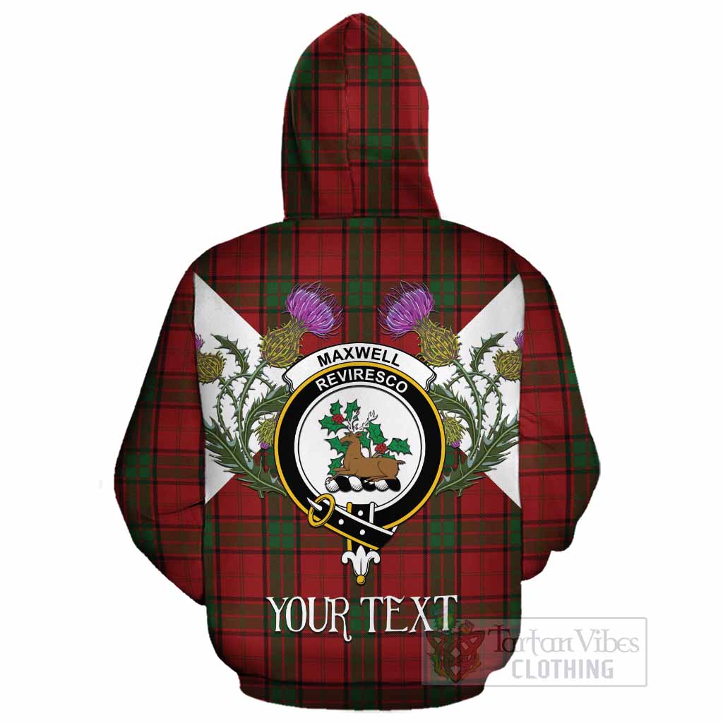 Maxwell Tartan Family Crest Cotton Hoodie Scottish Burns Night Thistle Floral