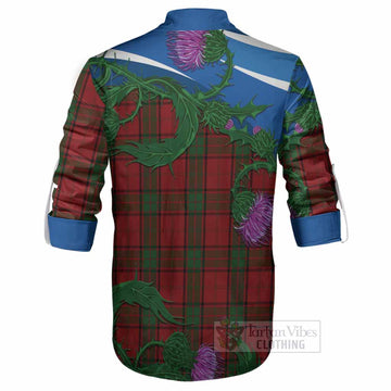 Maxwell Tartan Family Crest Ghillie Shirt Thistle in Minimalism