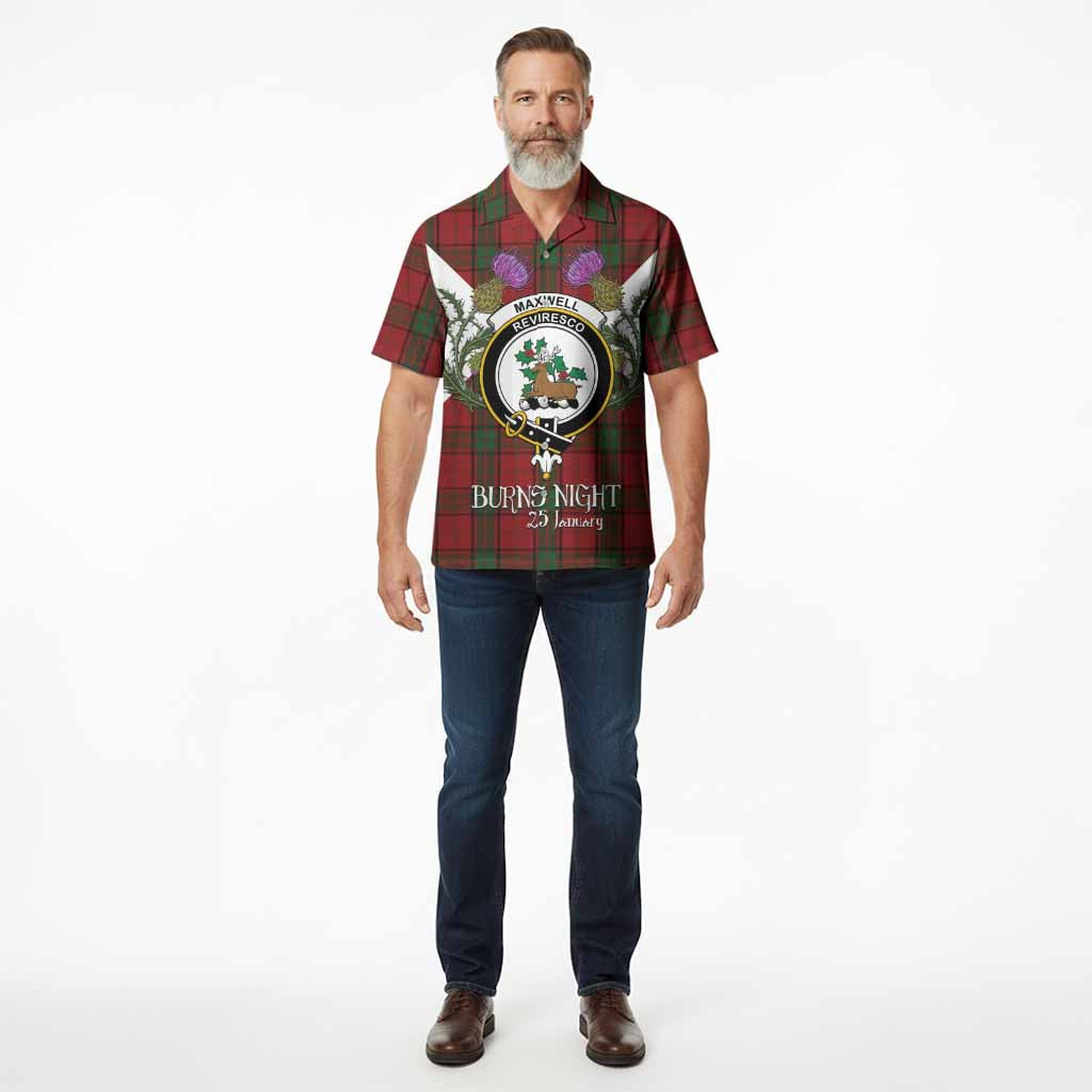 Maxwell Tartan Family Crest Hawaiian Shirt Scottish Burns Night Thistle Floral
