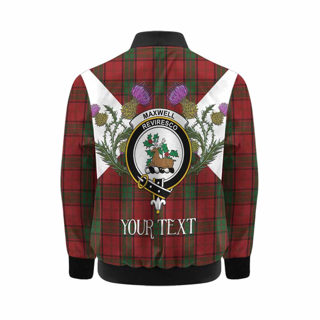 Maxwell Tartan Family Crest Kid Bomber Jacket Scottish Burns Night Thistle Floral