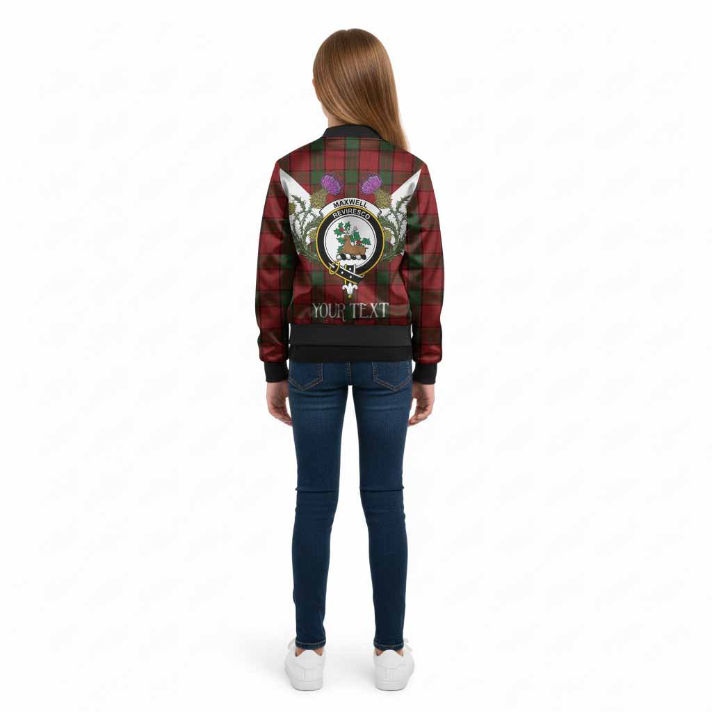Maxwell Tartan Family Crest Kid Bomber Jacket Scottish Burns Night Thistle Floral