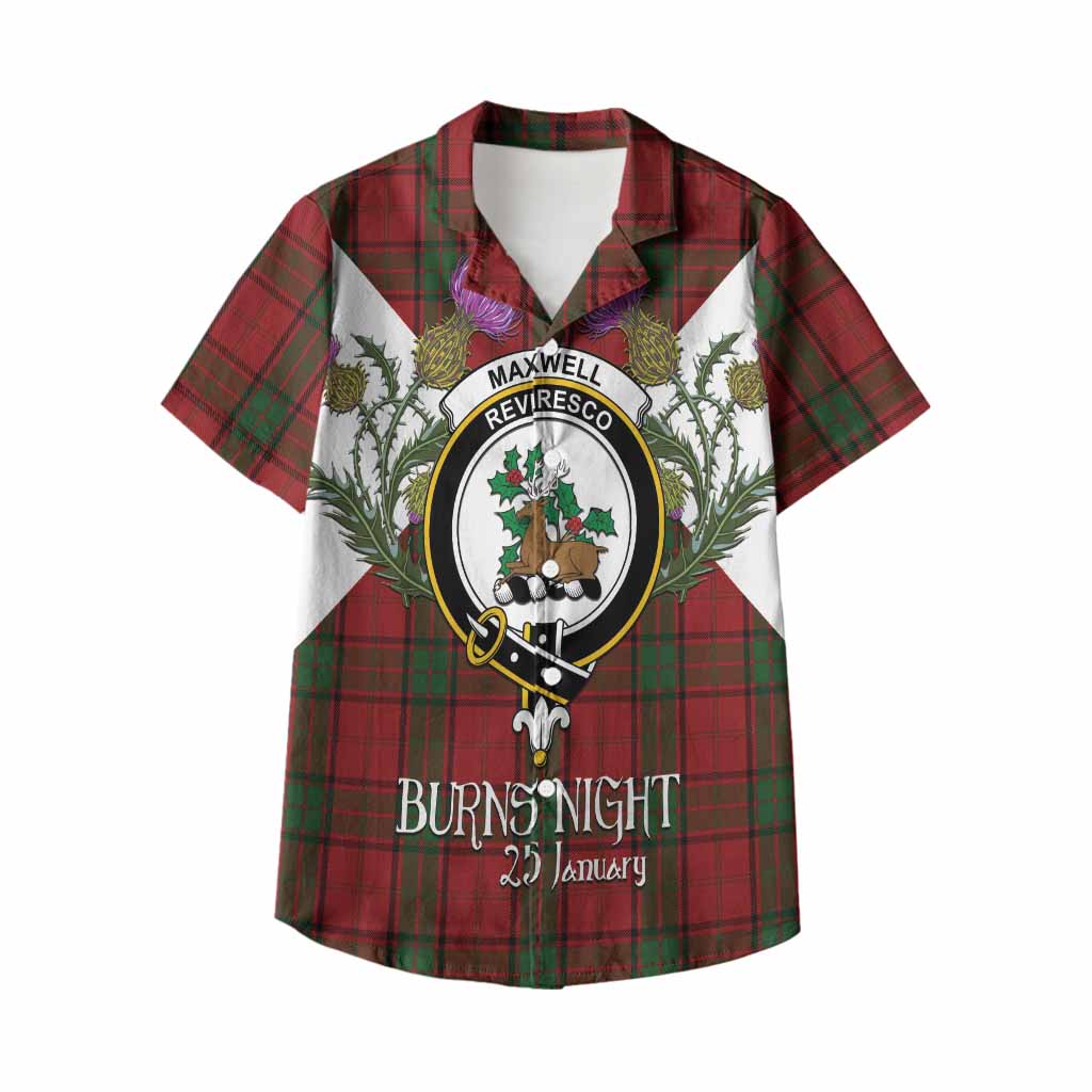 Maxwell Tartan Family Crest Kid Hawaiian Shirt Scottish Burns Night Thistle Floral