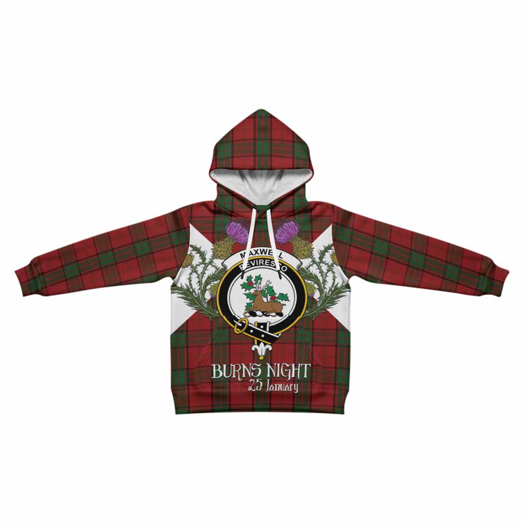 Maxwell Tartan Family Crest Kid Hoodie Scottish Burns Night Thistle Floral
