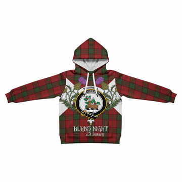 Maxwell Tartan Family Crest Kid Hoodie Scottish Burns Night Thistle Floral