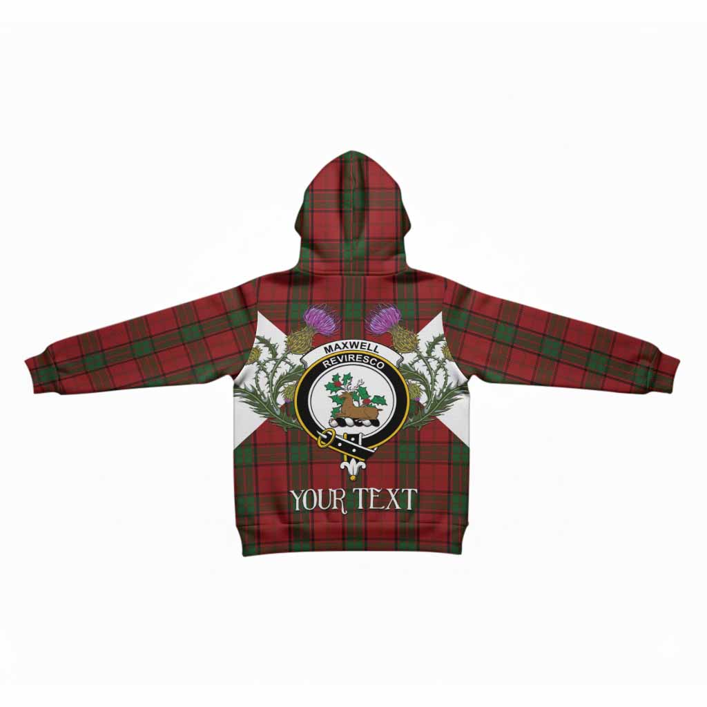 Maxwell Tartan Family Crest Kid Hoodie Scottish Burns Night Thistle Floral