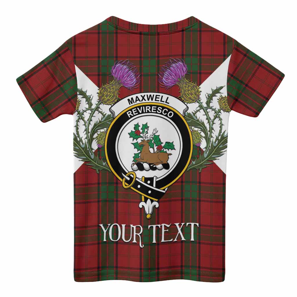 Maxwell Tartan Family Crest Kid T-shirt Scottish Burns Night Thistle Floral