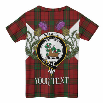 Maxwell Tartan Family Crest Kid T-shirt Scottish Burns Night Thistle Floral