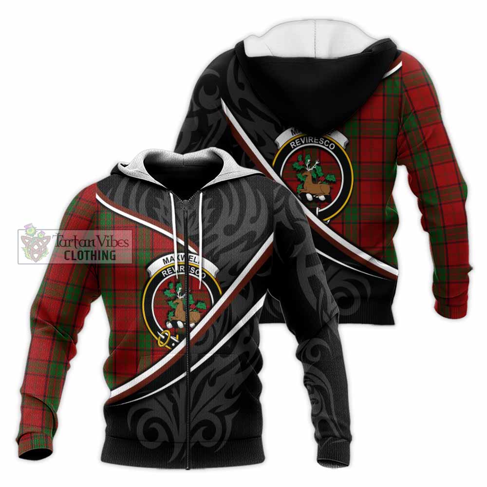 Maxwell Tartan Family Crest Knitted Hoodie Celtic Scottish Thistle Floral - Tartan Vibes Clothing