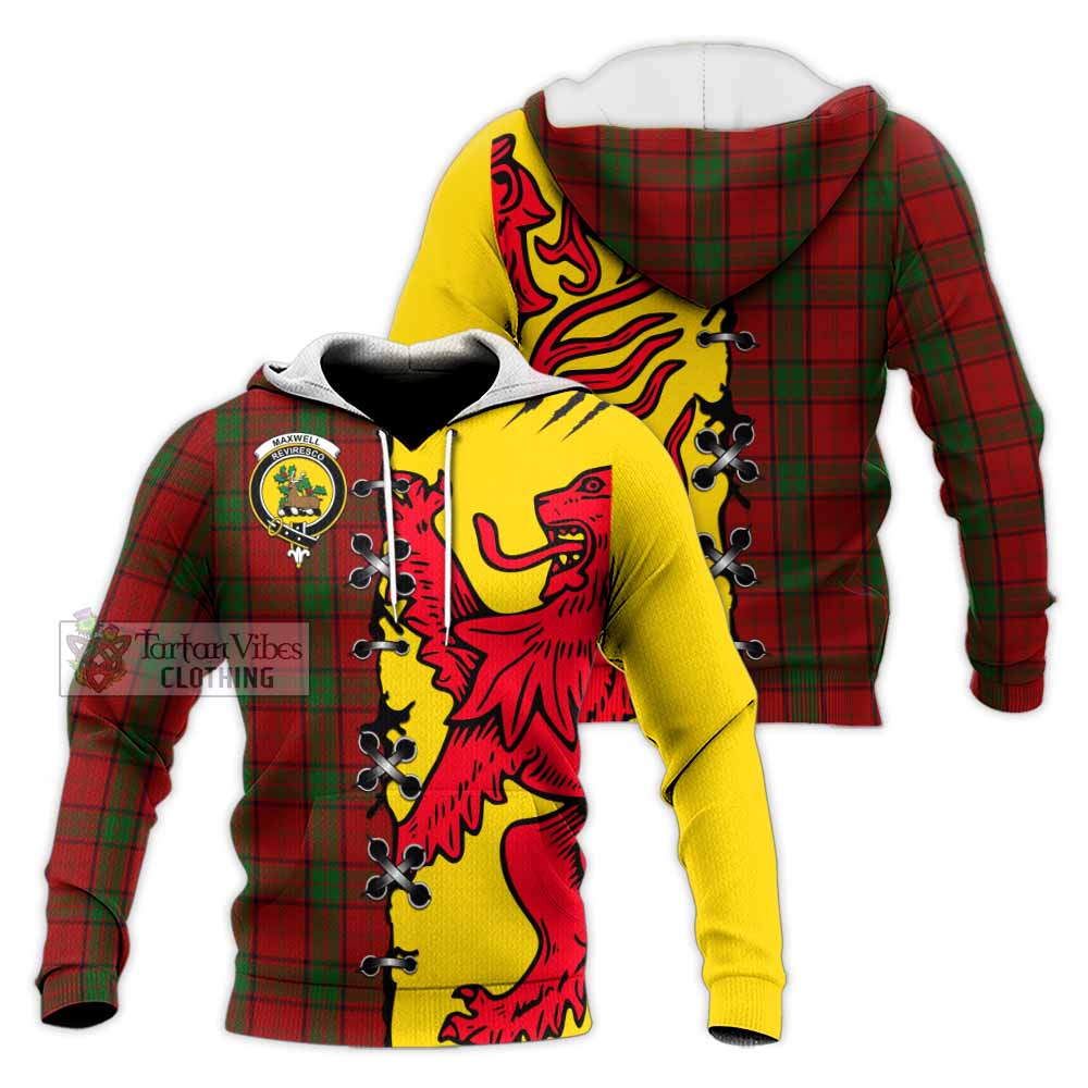 Maxwell Tartan Family Crest Knitted Hoodie Lion Rampant Honor - Tartan Vibes Clothing