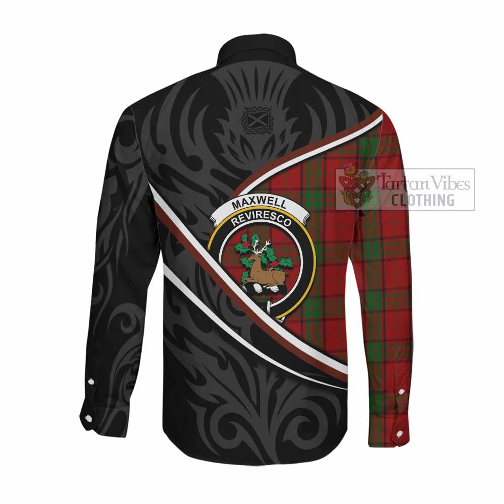 Maxwell Tartan Family Crest Long Sleeve Button Shirts Celtic Scottish Thistle Floral - Tartan Vibes Clothing