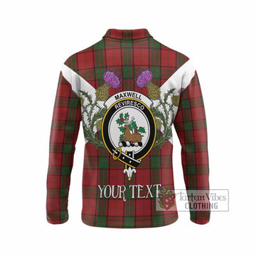 Maxwell Tartan Family Crest Long Sleeve Polo Shirt Scottish Burns Night Thistle Floral
