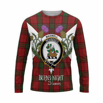 Maxwell Tartan Family Crest Long Sleeve T-Shirt Scottish Burns Night Thistle Floral