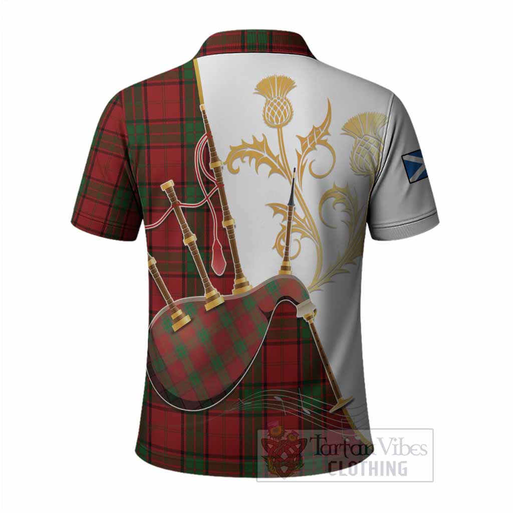 Maxwell Tartan Family Crest Polo Shirt Bagpipes with Scottish Thistle