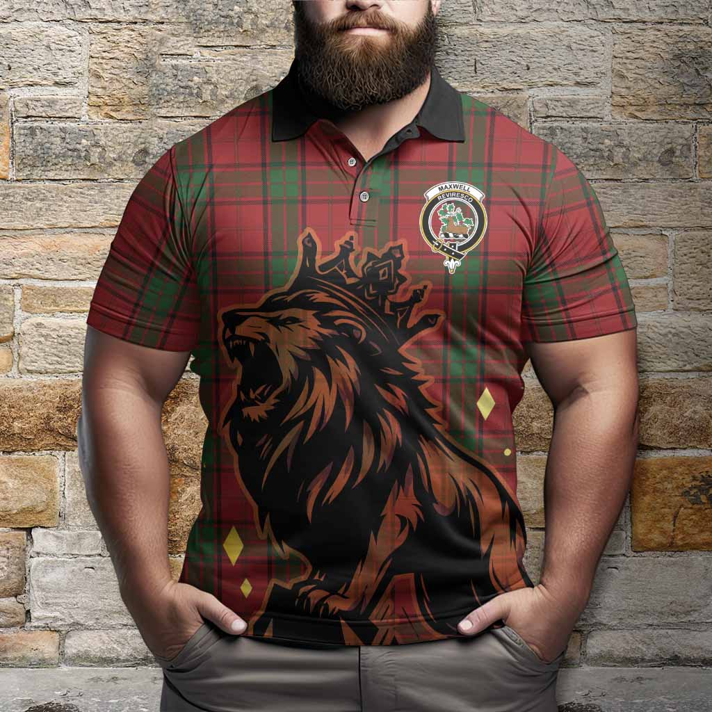 Maxwell Tartan Family Crest Polo Shirt Crowned Lion Roaring