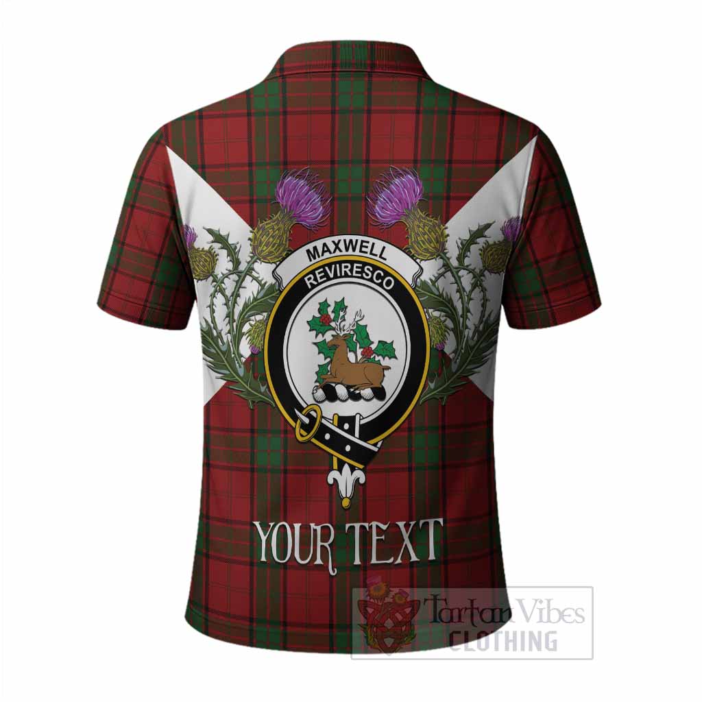 Maxwell Tartan Family Crest Polo Shirt Scottish Burns Night Thistle Floral