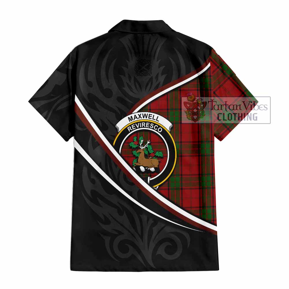 Maxwell Tartan Family Crest Short Sleeve Button Shirt Celtic Scottish Thistle Floral - Tartan Vibes Clothing