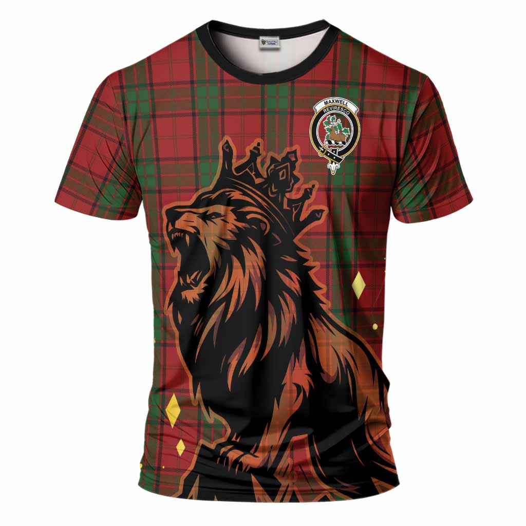 Maxwell Tartan Family Crest T-Shirt Crowned Lion Roaring