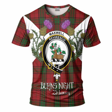 Maxwell Tartan Family Crest T-Shirt Scottish Burns Night Thistle Floral