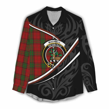 Maxwell Tartan Family Crest Women Casual Shirt Celtic Scottish Thistle Floral