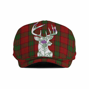 Maxwell Tartan Flat Cap, Jeff Cap Scottish Stag Thistle Floral Art