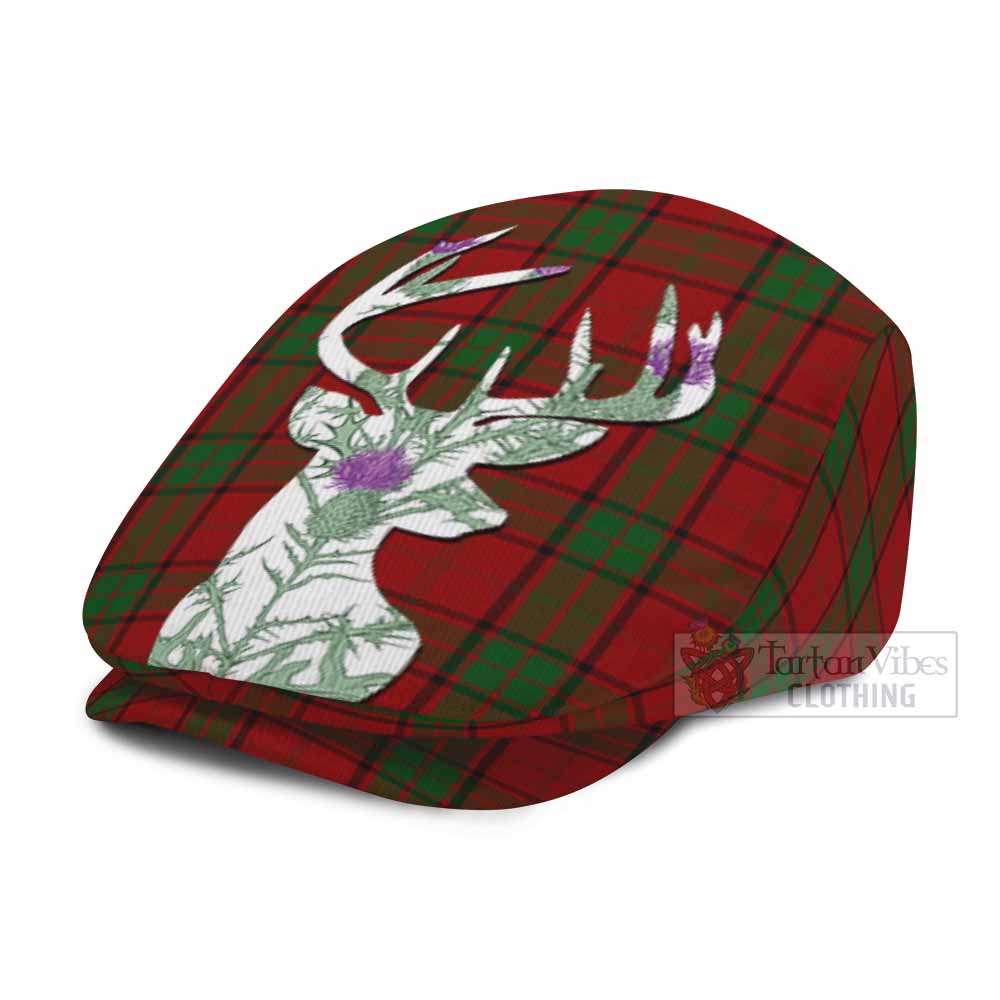 Maxwell Tartan Flat Cap, Jeff Cap Scottish Stag Thistle Floral Art