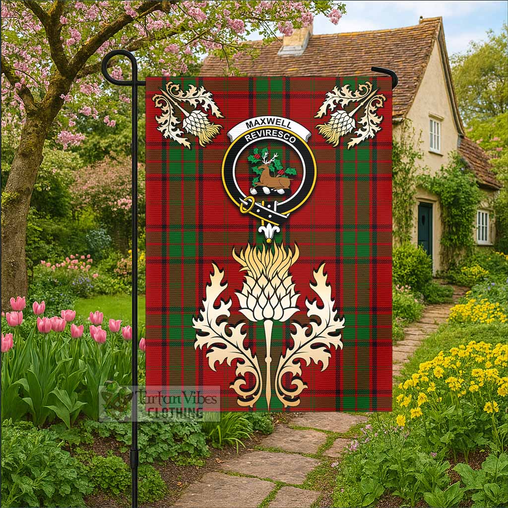 Maxwell Tartan Garden Flag with Golden Regal Scottish Thistle Emblem - Tartan Vibes Clothing