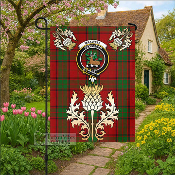 Maxwell Tartan Garden Flag with Golden Regal Scottish Thistle Emblem - Tartan Vibes Clothing