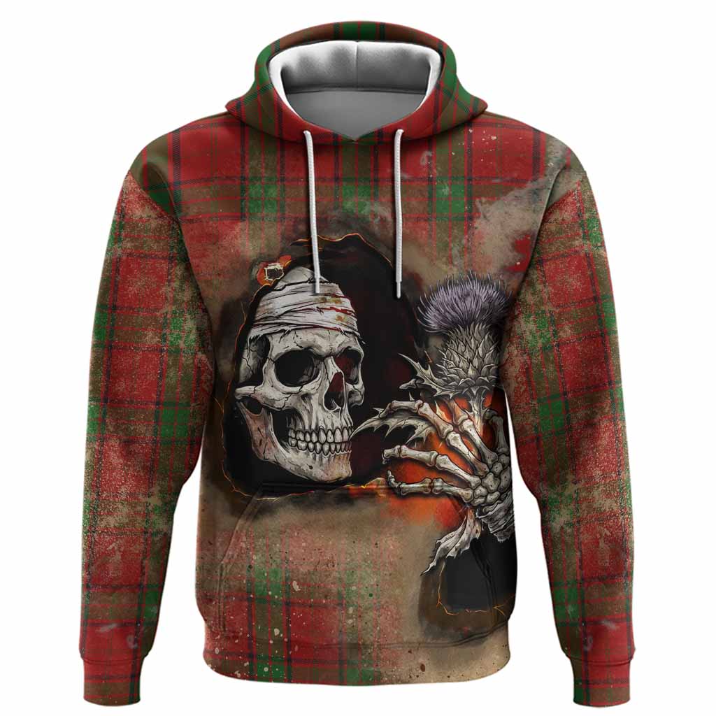 Maxwell Tartan Hoodie Halloween Skeleton With Thistle Burning Effect Pullover Hoodie - Tartan Vibes Clothing