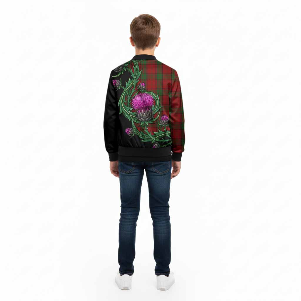 Maxwell Tartan Kid Bomber Jacket Resilient Scottish Thistle - Tartan Vibes Clothing