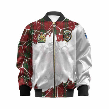 Maxwell Tartan Kid Bomber Jacket with Family Crest and Lion Rampant Grunge Style