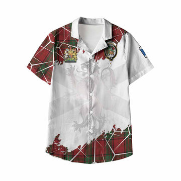 Maxwell Tartan Kid Hawaiian Shirt with Family Crest and Lion Rampant Grunge Style