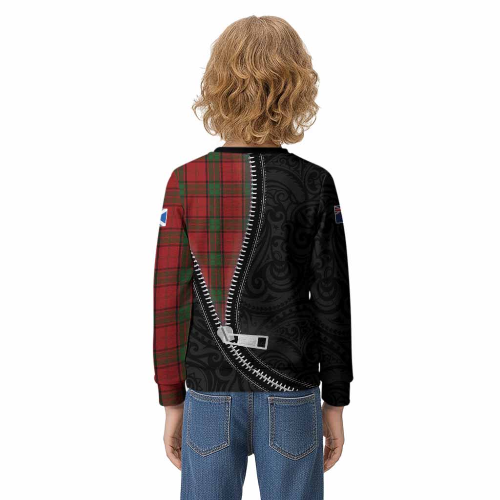 Maxwell Tartan Kid Knitted Sweatshirt New Zealand Pattern Unique Zipper Stylized