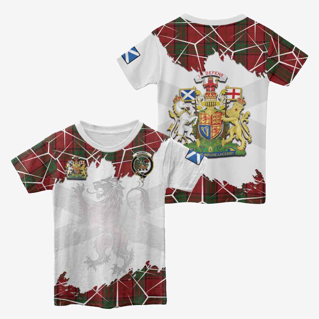 Maxwell Tartan Kid T-shirt with Family Crest and Lion Rampant Grunge Style