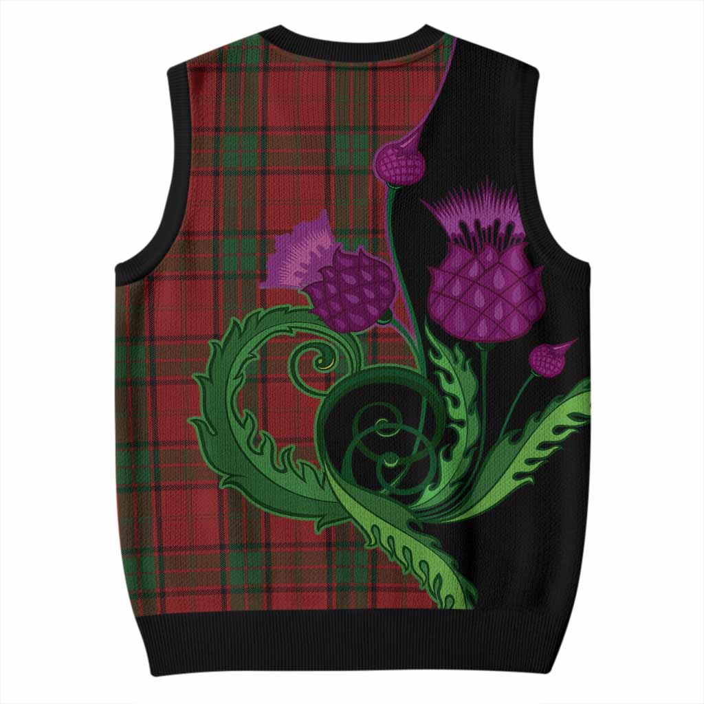 Maxwell Tartan Knitted V-Neck Vest Traditional Scottish Thistle