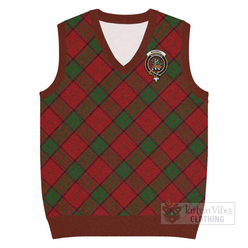 Maxwell Tartan Knitted V-Neck Vest with Family Crest Cross Style