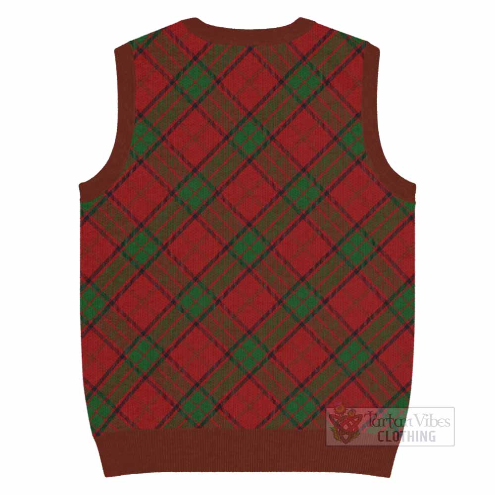 Maxwell Tartan Knitted V-Neck Vest with Family Crest Cross Style