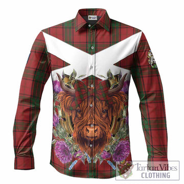 Maxwell Tartan Long Sleeve Button Shirts Scottish Thistle Heilan Coo