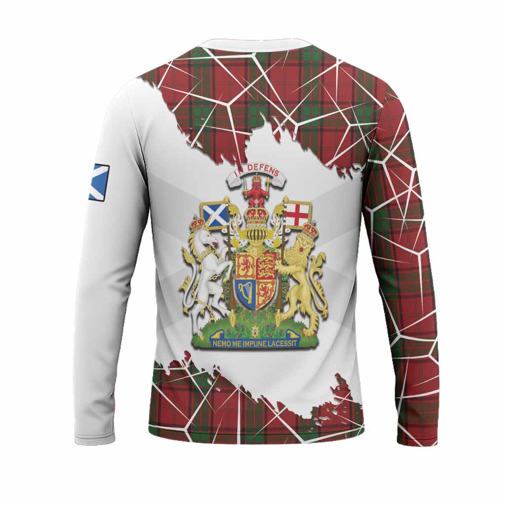 Maxwell Tartan Long Sleeve T-Shirt with Family Crest and Lion Rampant Grunge Style
