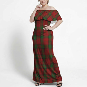 Maxwell Tartan Off Shoulder Ruffle Maxi Dress