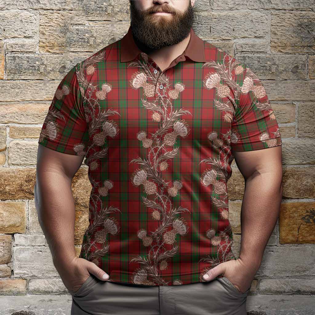 Maxwell Tartan Polo Shirt Seamless Scottish Thistle Flowers