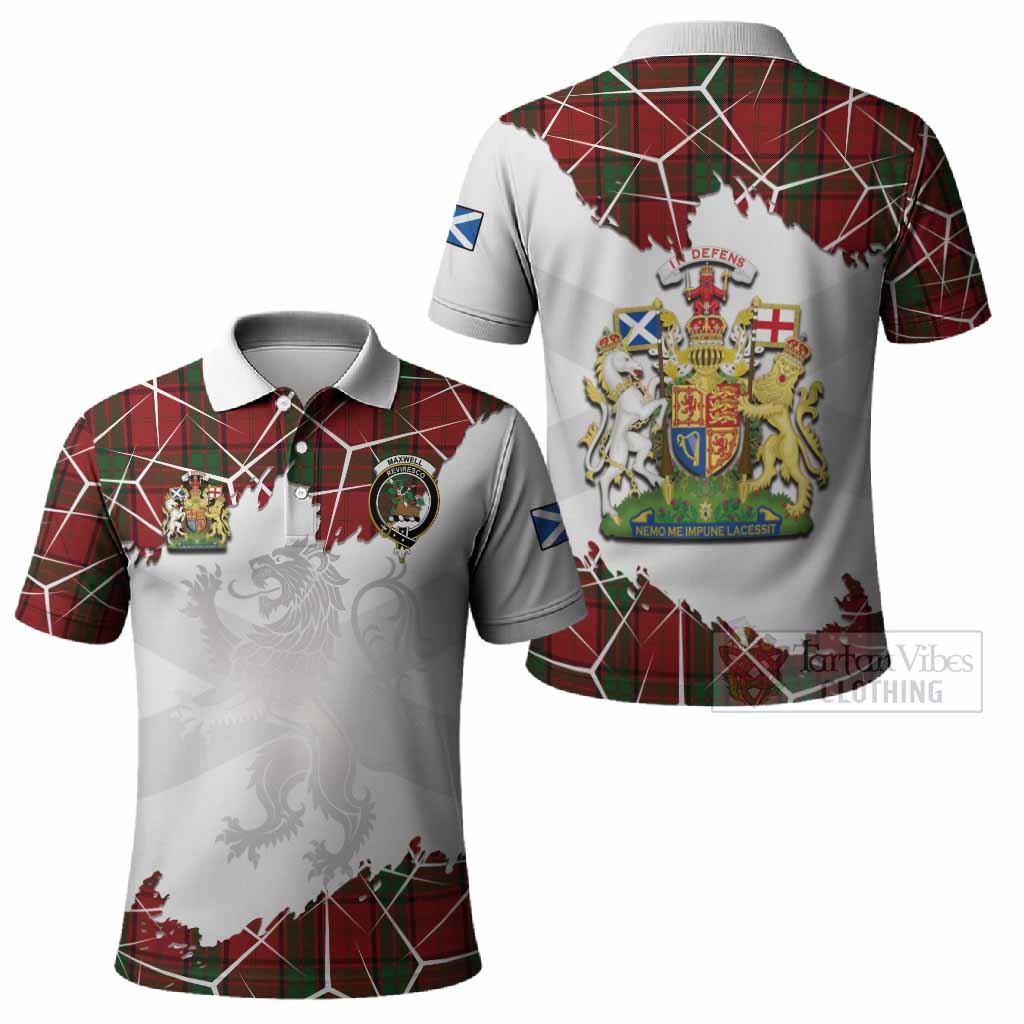 Maxwell Tartan Polo Shirt with Family Crest and Lion Rampant Grunge Style