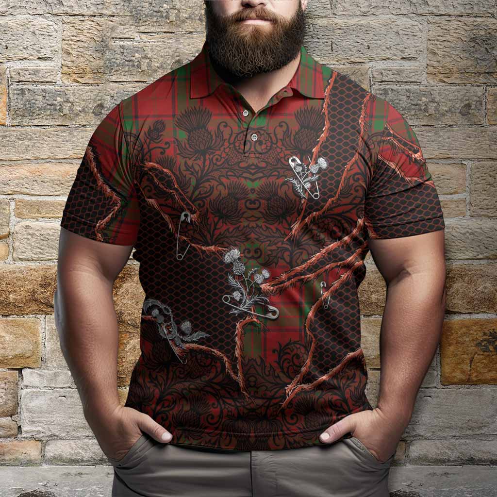 Maxwell Tartan Thistle Dark Gothic Polo Shirt - Tartan Vibes Clothing