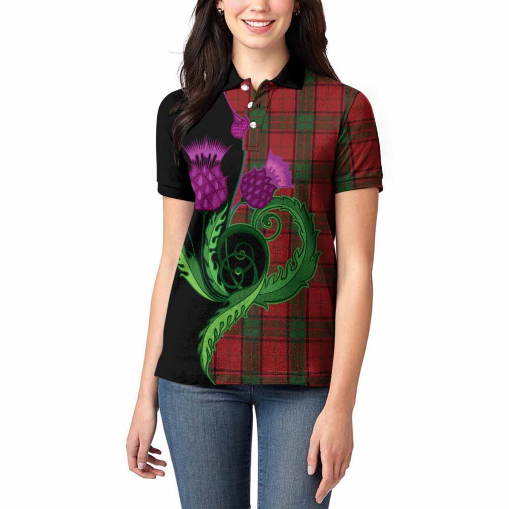 Maxwell Tartan Women Polo Shirt Traditional Scottish Thistle