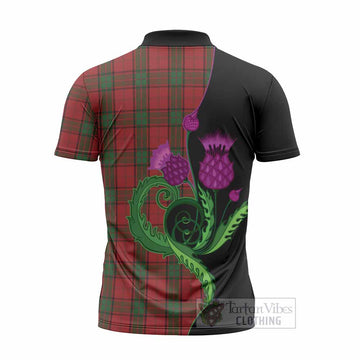 Maxwell Tartan Zipper Polo Shirt Traditional Scottish Thistle