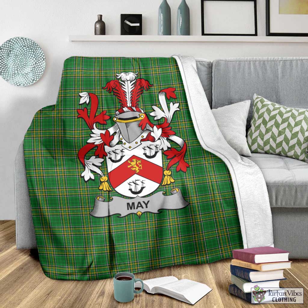 Tartan Vibes Clothing May Irish Clan Tartan Blanket with Coat of Arms