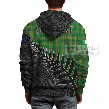 May Irish Clan Tartan Hoodie with Coat of Arms New Zealand Silver Fern Half Style