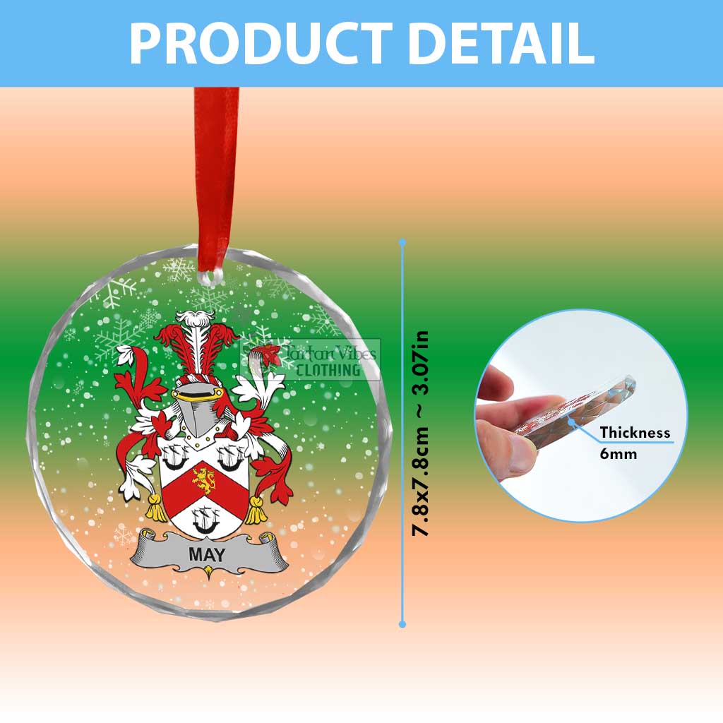 Tartan Vibes Clothing May Irish Clan Christmas Glass Ornament with Coat of Arms